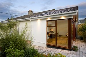 Modern House Extension. Glass Panel Windows